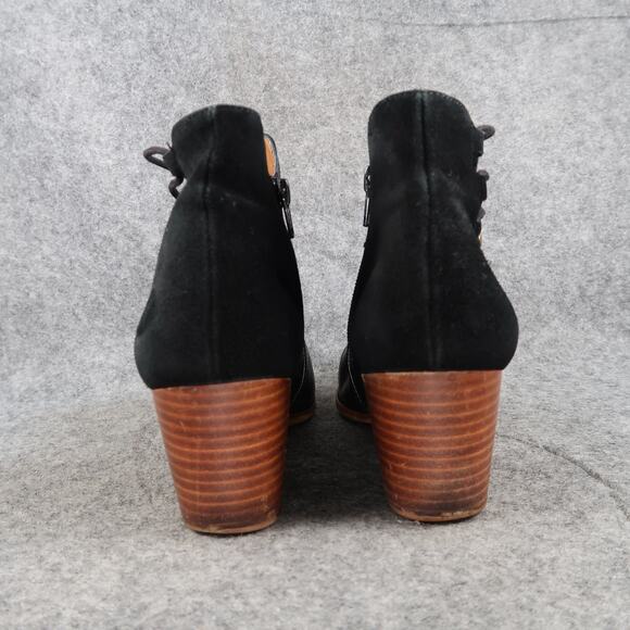 Aldo Shoes Womens 9 Ankle Boots Black Leather Bootis Block Heel Zip Almond Toe - Picture 5 of 12